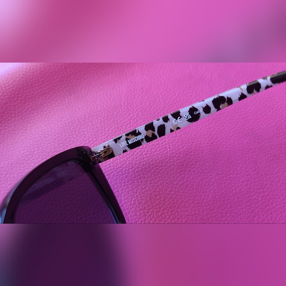 NEW Love Moschino Black Sunglasses with Animal Print Accents - Picture 6 of 8